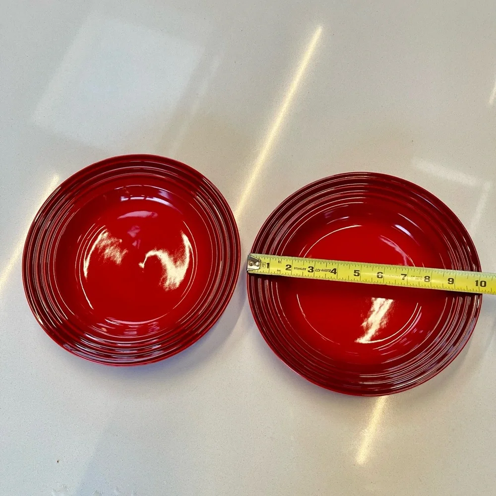 Set of 2 Le Creuset red Cerise 10” Pasta/cereal Bowls, beautiful!_7